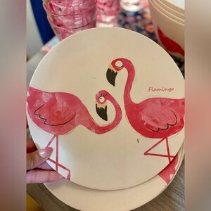 Flamingo Decorative Plate (bamboo)- Pink